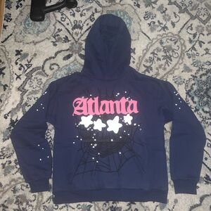 Navy Hoodie with Pink Atlanta Graphic